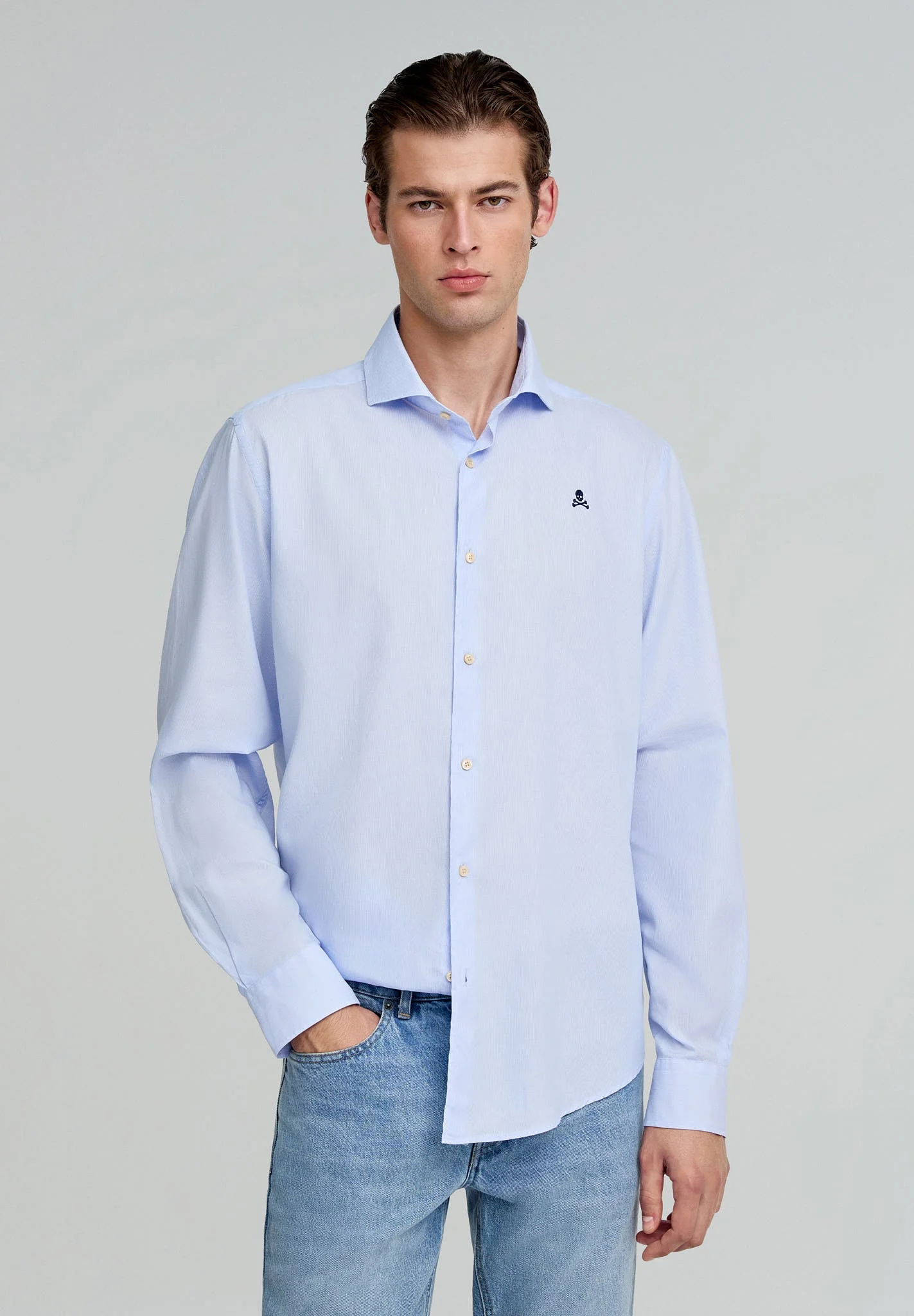CONTRAST SKULL PLAIN FORMAL SHIRT - Image 2