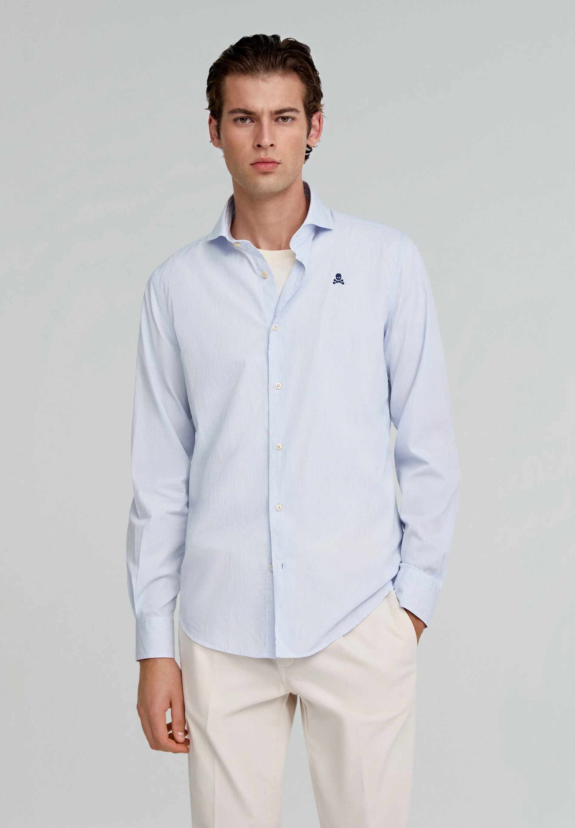 CONTRAST SKULL STRIPED FORMAL SHIRT - Image 2