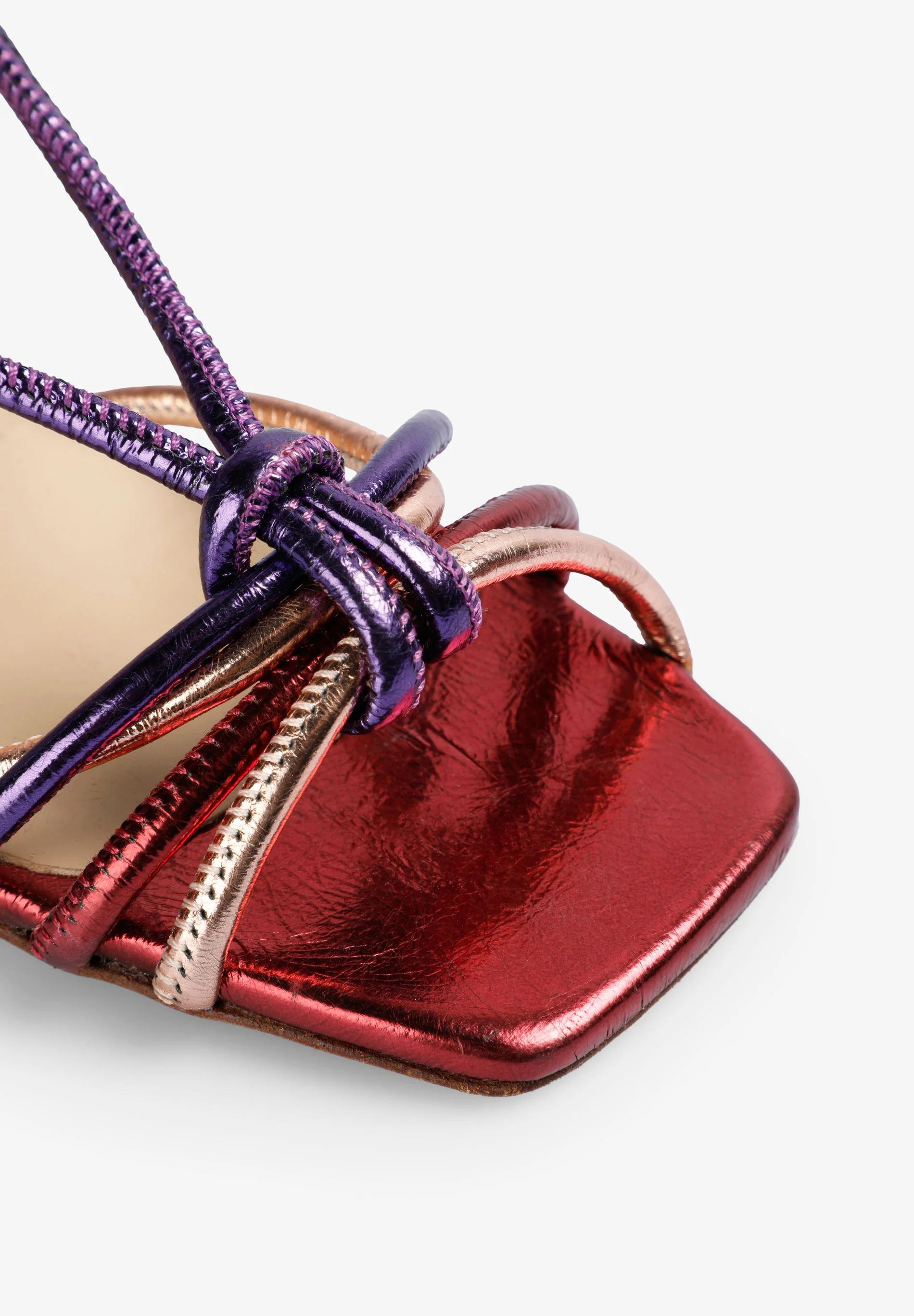 MULTICOLOURED KNOT HEELED SANDALS - Image 3