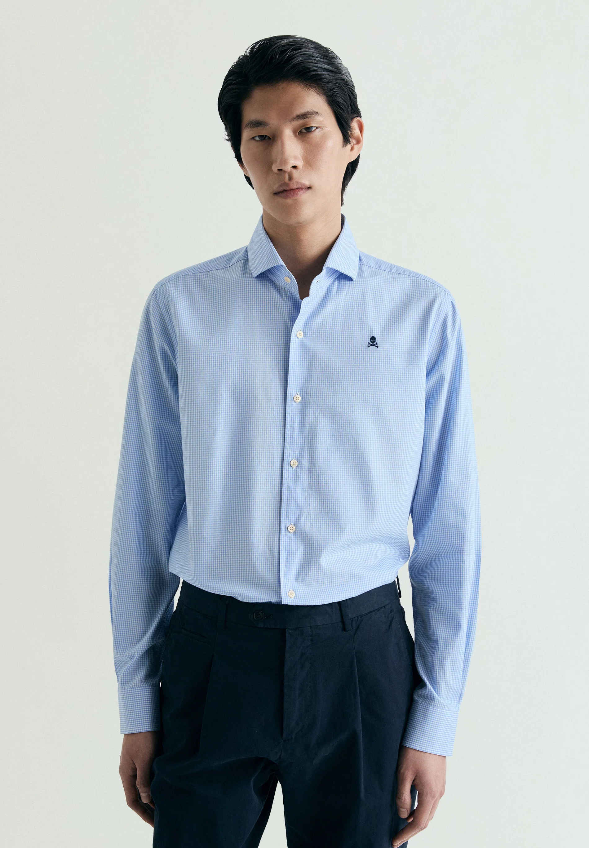 CHECKED SHIRT WITH CONTRAST EMBROIDERY