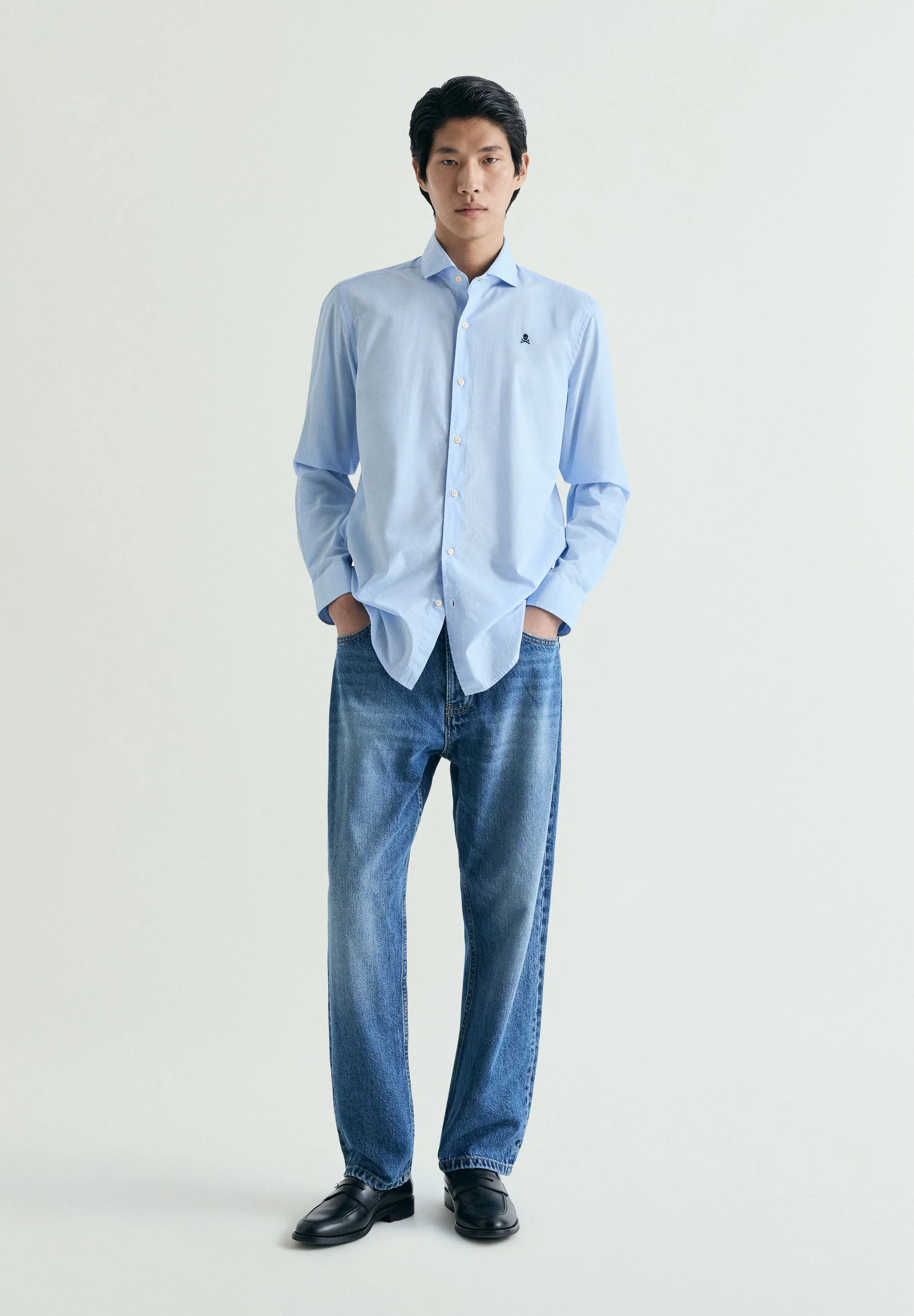 STRIPED SHIRT WITH CONTRAST EMBROIDERY