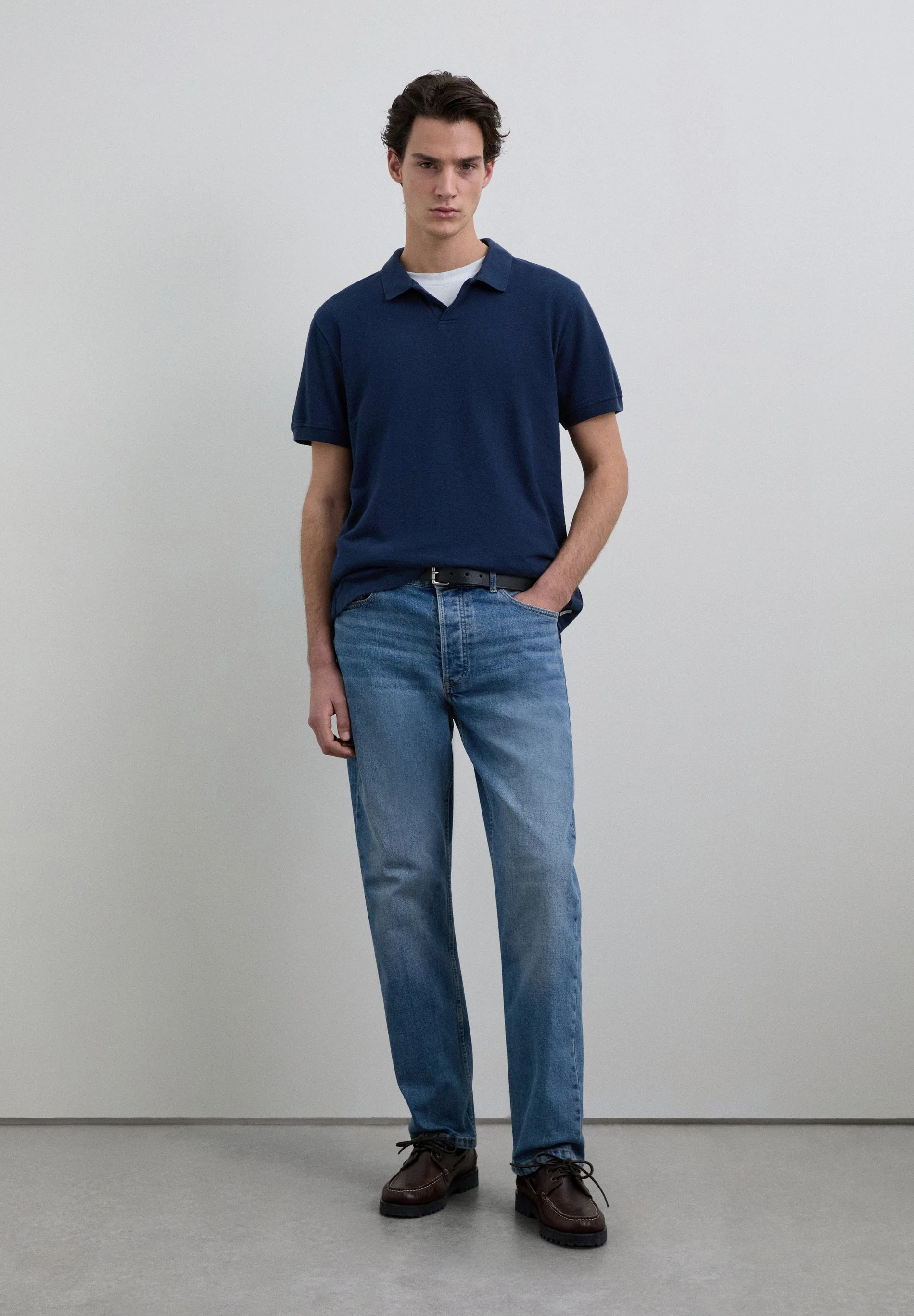 SHORT SLEEVE RUSTIC KNIT POLO SHIRT