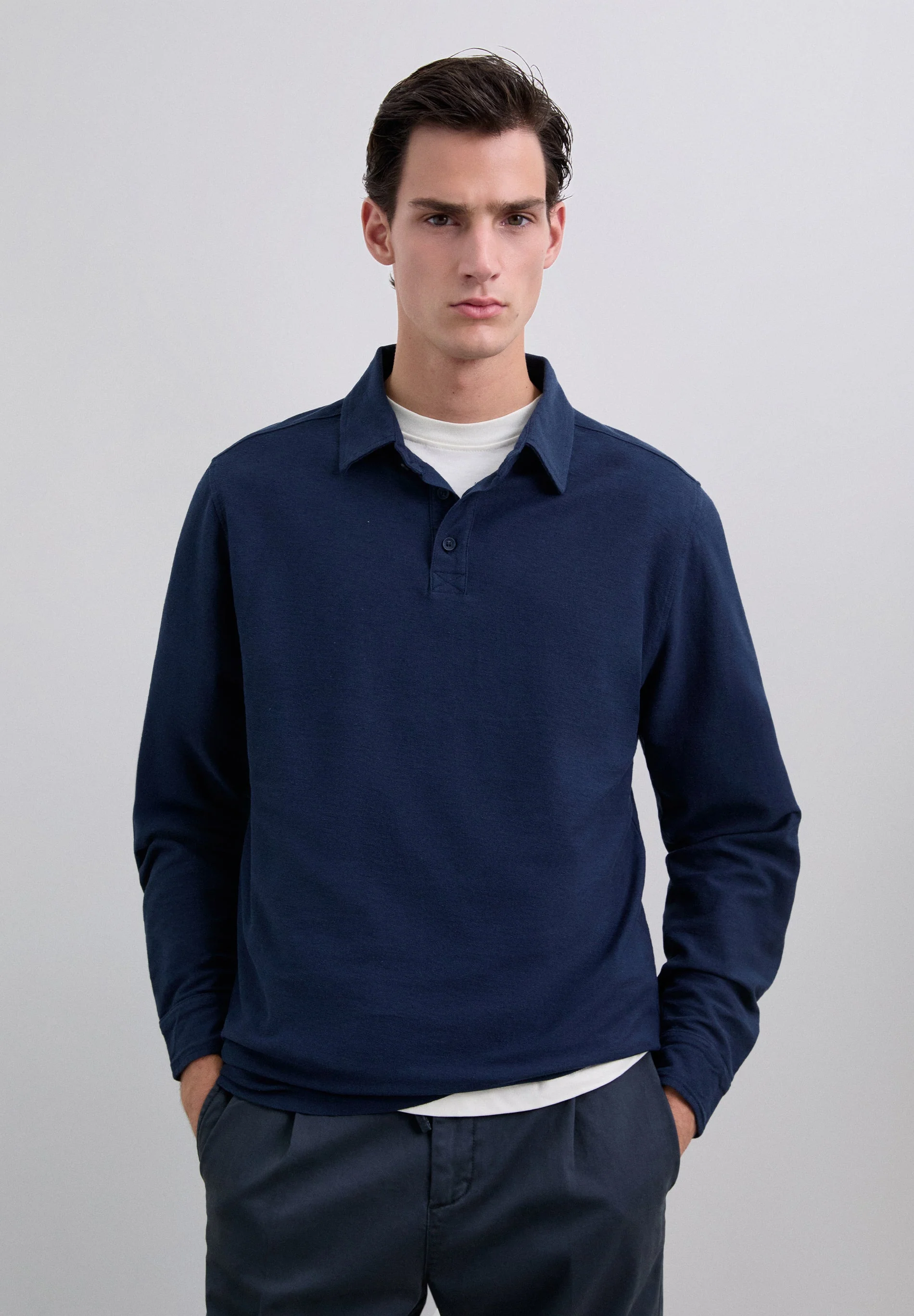 LONG SLEEVE POLO SHIRT - Image 2