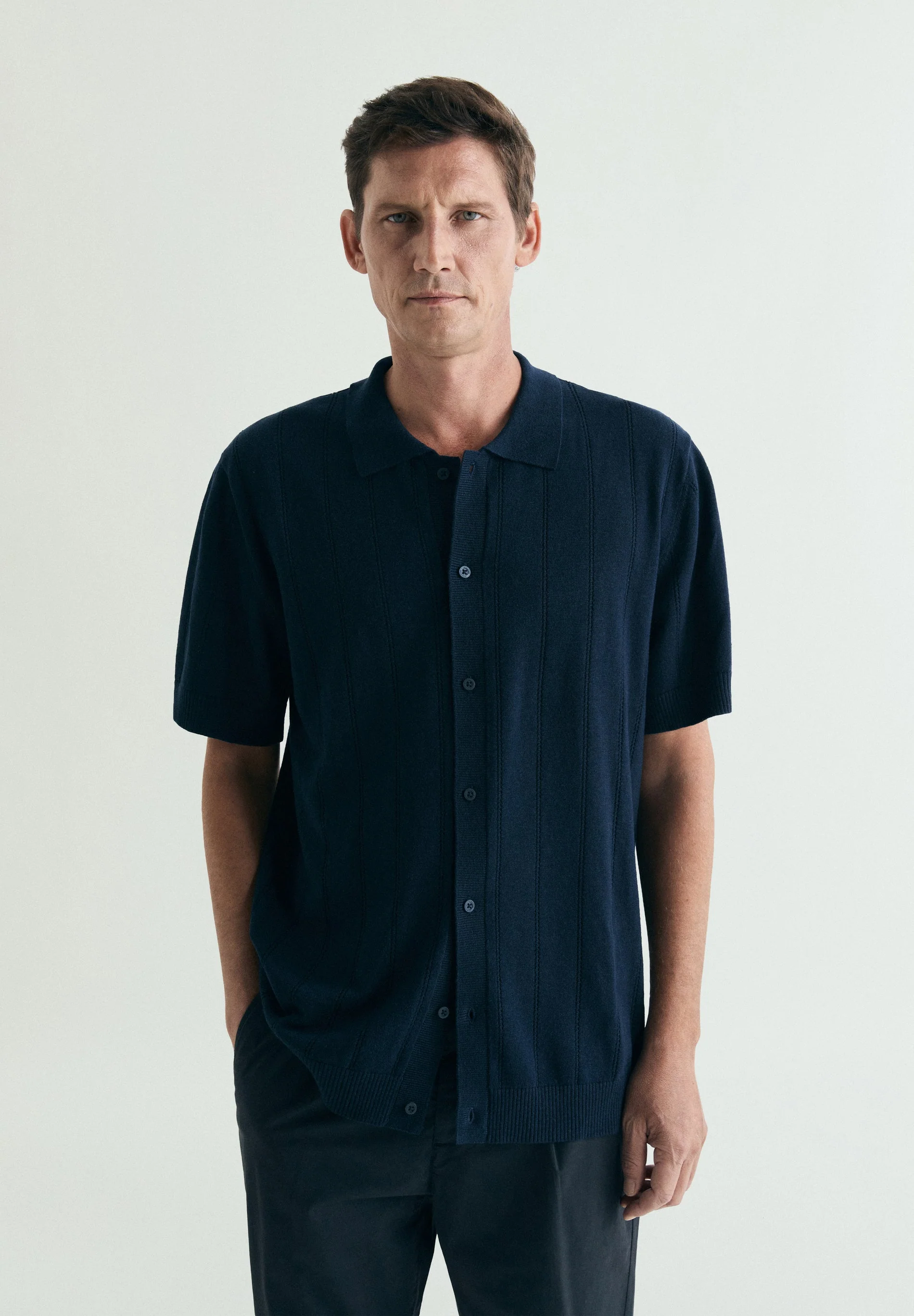 FINE KNIT POLO SHIRT WITH BUTTONS - Image 3