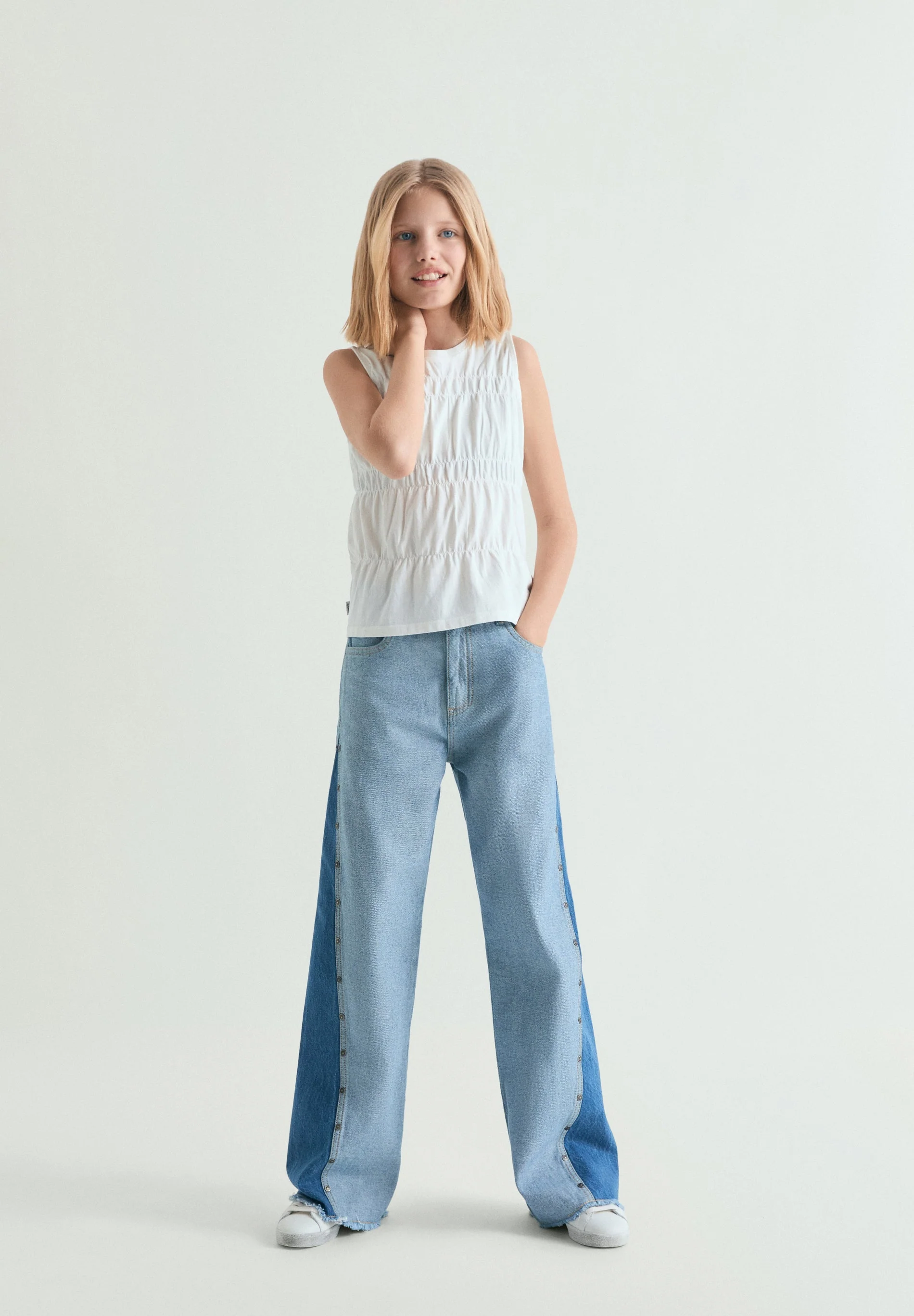 TWO-TONE WIDE LEG JEANS - Image 2
