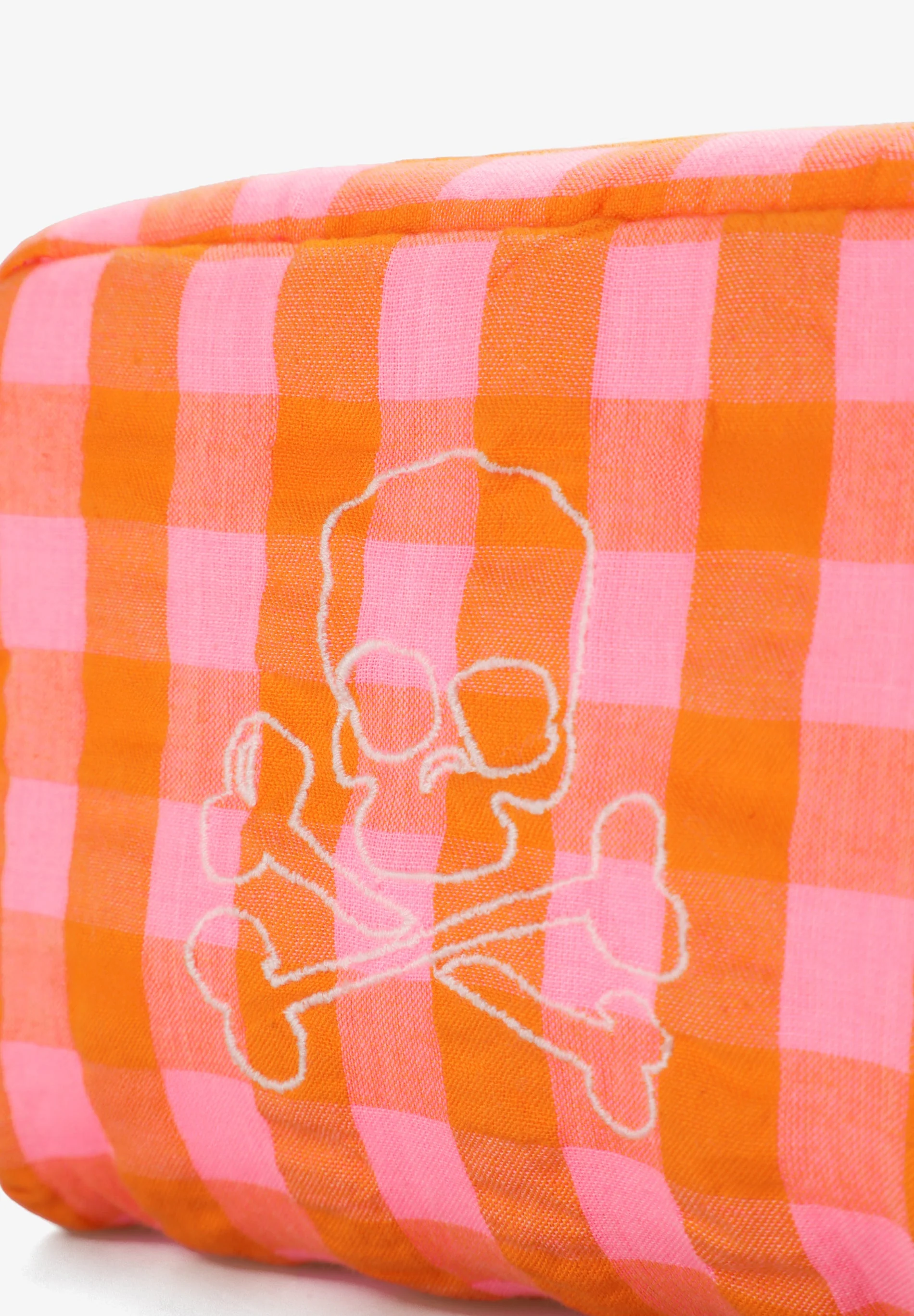 GINGHAM TOILETRY BAG WITH SIDE HANDLE - Image 4