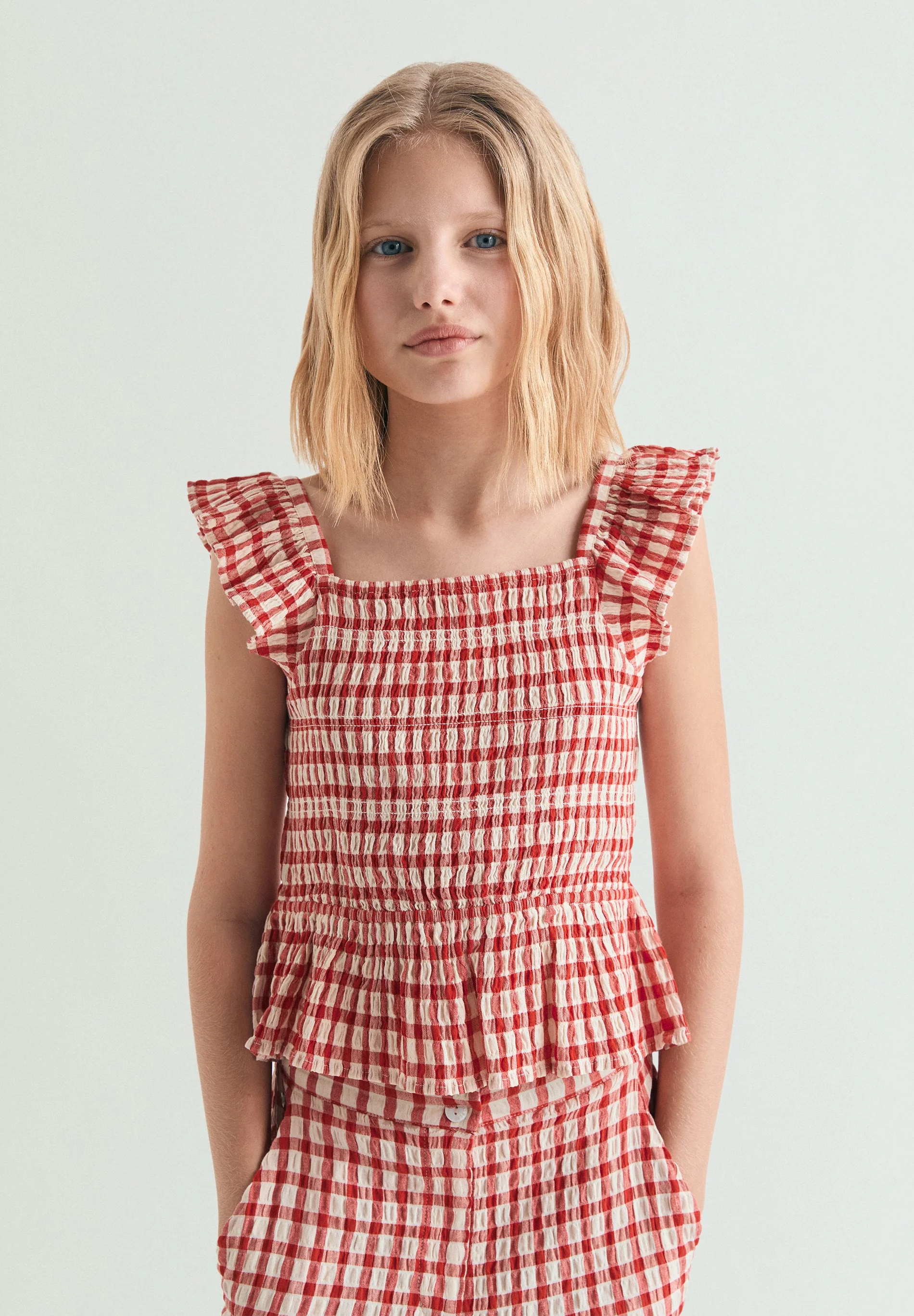 SMOCKED GINGHAM TOP - Image 2