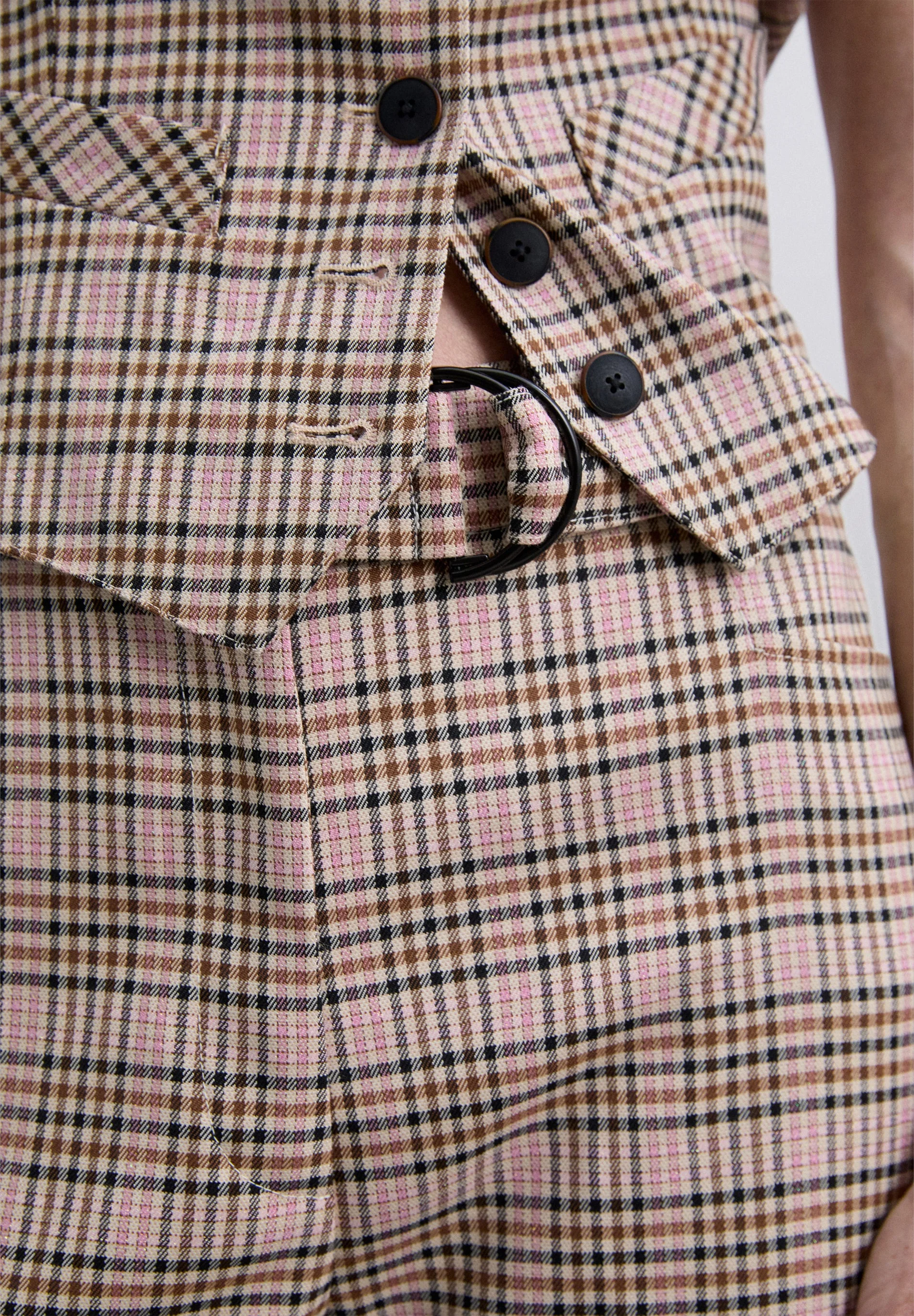 CHECKED FLARED TROUSERS - Image 3